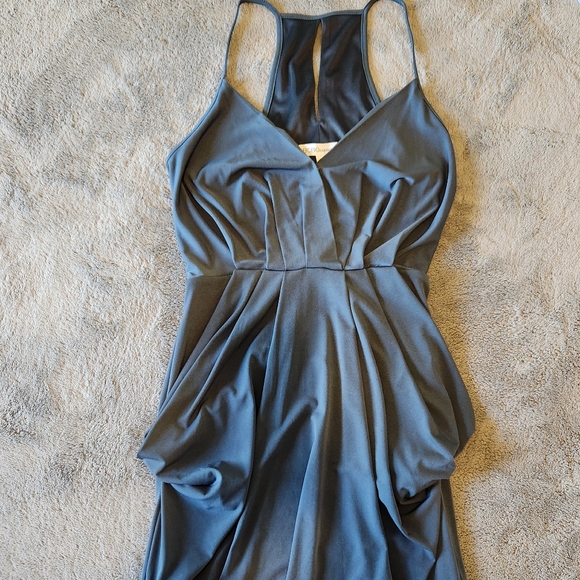 BCBGeneration Della Ash Blue Drape Midi Dress Size Small NWT - Picture 2 of 8